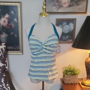 Title Nine Striped Halter Swim Tankini